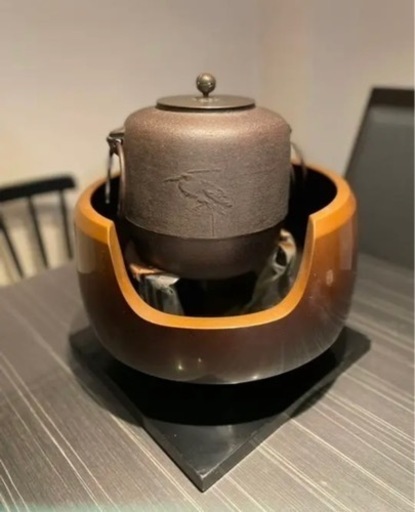 菊池政光作　茶釜　風炉