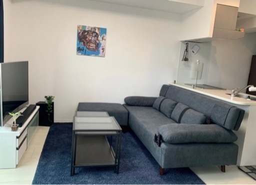 【超美品】6/29.30限定　3人掛けソファー　オットマン付き