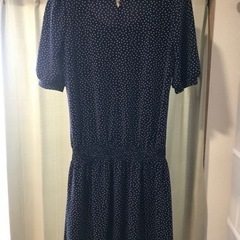 SHIPS シップス 紺色 ネイビー 水玉 ワンピース チュニック 裏地付きの画像