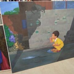 超特大 油絵 (2畳相当)作者不明 油彩 絵 絵画