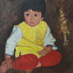 油絵 子ども 癒しの油絵 絵画の画像