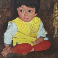 油絵 子ども 癒しの油絵 絵画の画像