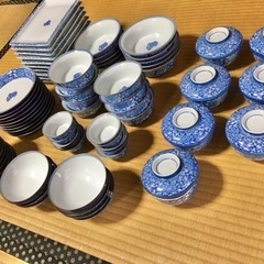 ☆7/2受付終了☆有田焼 西山作 染付牡丹 料理揃 全8