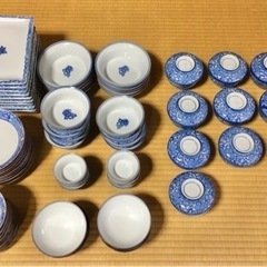 ☆7/2受付終了☆有田焼 西山作 染付牡丹 料理揃 全8