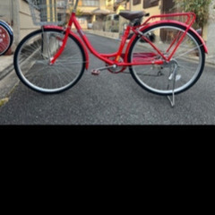 ✅美品💝真っ赤な自転車💝27インチ外装変速譲渡証明書付LEDオー...