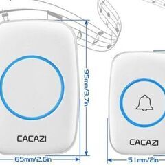 【新品】ワイヤレスチャイム 4段階音量 36メロディー呼び鈴 受信機1個 送信機1個 黒の画像