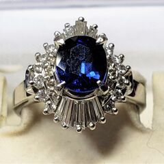 Pt900 最高級色 コーンフラワー ブルー サファイア ダイア リング です。