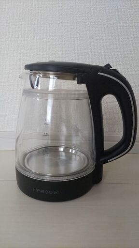 HAGOOGI　電気ケトル　ガラス　二重構造　ブラック　1.0L