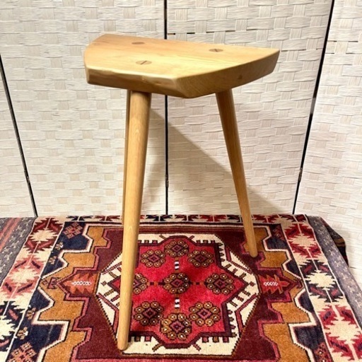 【売約済み】　NISSIN ニッシン　飛騨高山　飛騨　木製　スツール　椅子　イス　無垢材　栗材　楢材　ナラ材　オーク　検　飛騨産業　キツツキマーク　キツツキ