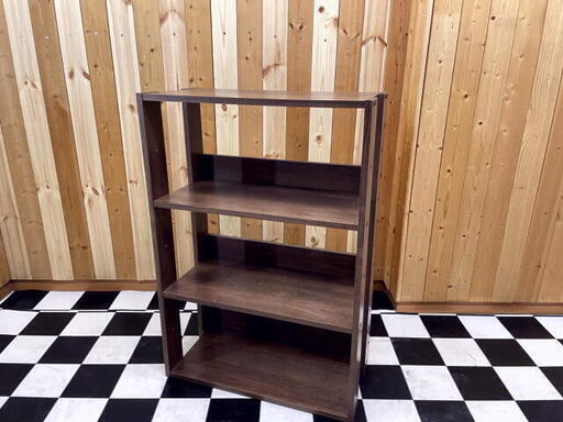 カジュアル木製3段シェルフ　60×29×88　ブラウン系　本棚　棚　住まい　家具