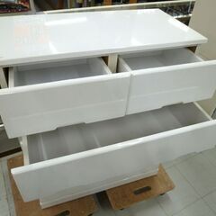 チェスト エナメル調 幅79×奥行40×高さ98.5cm 5段 ホワイト