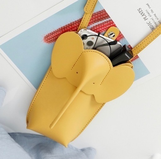【新品】エレファントポシェット　 スマホケース　　イエロー　ショルダーバッグ