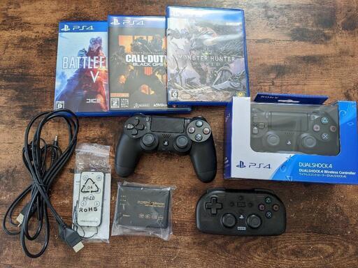 ジャンク品　PS4 コントローラーとHDMIスイッチャー、ゲームソフト等