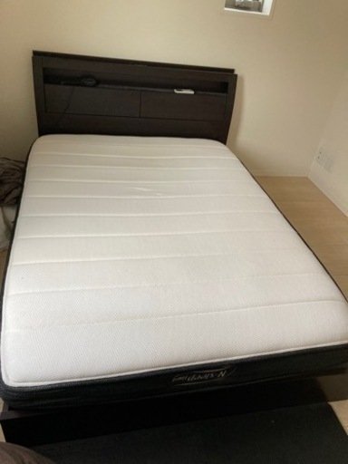 売約済み　　　　　⭐️宇都宮市西川田町より⭐️ニトリ ダブルサイズマットレス NスリープHrad+ベッドフレーム(引き出し付き)