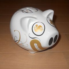 貯金箱☆I LOVE MONEY　お金大好きなブタの貯金箱　磁器