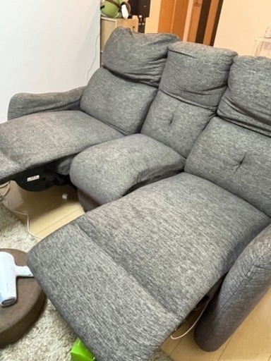 洗濯機、ソファ、冷蔵庫、テレビ台、机、テレビ、自転車、電子レンジ、炊飯器