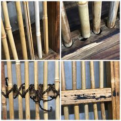 🔷🔶🔷ba11/35 竹垣　仕切り　２枚　目隠し　簀戸 / 簾戸　間仕切り　レトロ　古民具　旧家　建具　パーテーション　和　夏戸　柵　庭🔷🔶🔷の画像