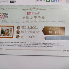 スタジオアリス　撮影優待券　一万円相当が無料になります。の画像