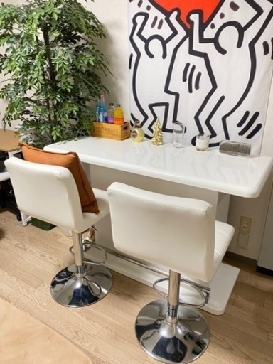 カウンターテーブル＋カウンターチェア2個セット➕おまけ付き