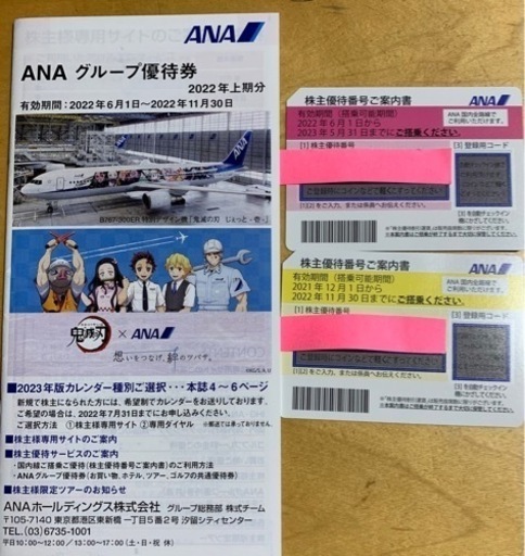 ANA株主優待券　2枚　+  グループ優待券 1冊