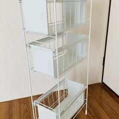 洗濯機サイドラック　ホワイト（ラック、棚）