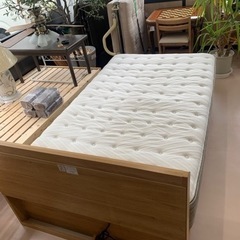 セミダブルマットレス(Nスリープ) アンティーク調木目ベッドフレーム(引出し無) セミダブルマットレス(Nスリープ) アンティーク調木目ベッドフレーム