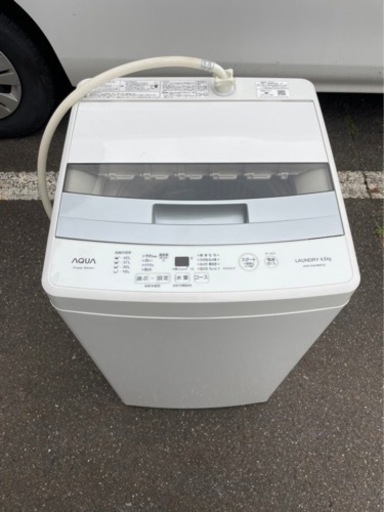 ［動作品］AQUA アクア 全自動電気洗濯機 AQW-S45HBK 2019年 中古 現状品