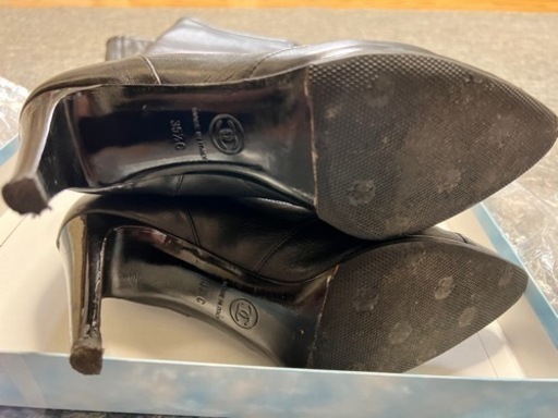 美品　CHANEL シャネル　ロングブーツ ヒール レザー35 1/2  黒