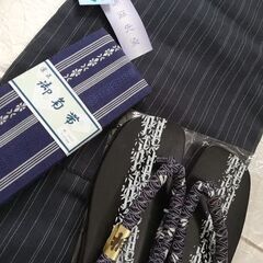 厳選メンズゆかた　新品　麻混　黒地　の画像