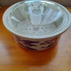 新品未使用 電子レンジ専用陶器製キャセロール煮込鍋•強化ガラス蓋付きの画像