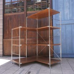 無印良品 ステンレスユニットシェルフ コーナータイプ ウォールナット材 特大5段 ステンレスユニットシェルフ・追加棚・コーナータイプ／ウォールナット