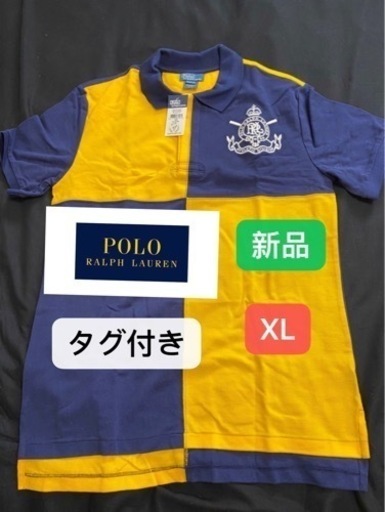 【新品未使用】【XL タグ付き】ポロラルフローレン　polo ralph lauren 半袖ポロシャツ　紺/黄色