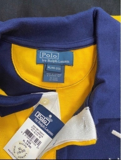 【新品未使用】【XL タグ付き】ポロラルフローレン　polo ralph lauren 半袖ポロシャツ　紺/黄色