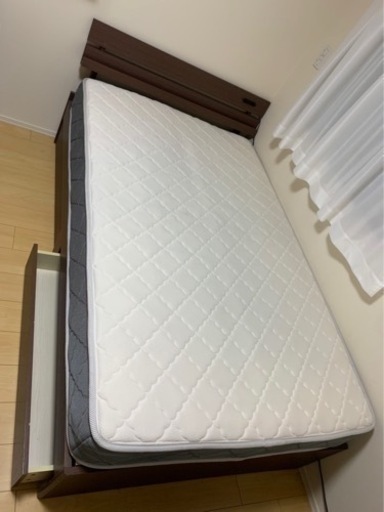 収納棚付きセミダブルベッドフレーム&マットレス