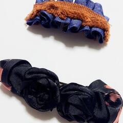★新品★バレッタ★バラ模様とデニム風おひとつ