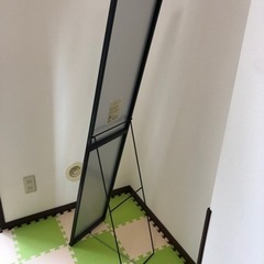【横浜引き渡し限定】スタンドミラー全身鏡 ミラーカバー付き　中古の画像