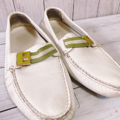 H1084 BALLY バリー　スイス製　ドライビングシューズ　白　ローファーの画像