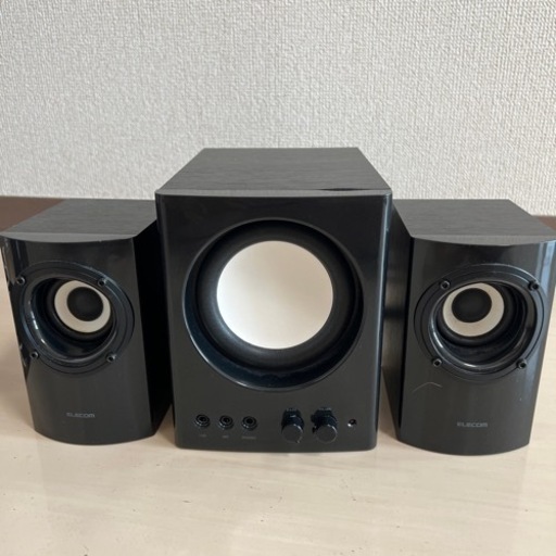 ※値下げ交渉有り【エレコム木目スピーカー】サブウーファー付き　美品