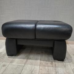 【全国発送可能！】【冨士ファニチア】FUJIFURNITURE 革製 オットマン ブラック スツールの画像
