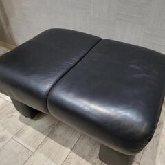 【全国発送可能！】【冨士ファニチア】FUJIFURNITURE 革製 オットマン ブラック スツールの画像