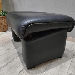 【全国発送可能！】【冨士ファニチア】FUJIFURNITURE 革製 オットマン ブラック スツールの画像