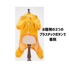☆犬用レインコート☆　犬服　Lサイズ　小型犬　梅雨　雨の日のお散歩 　イエローの画像