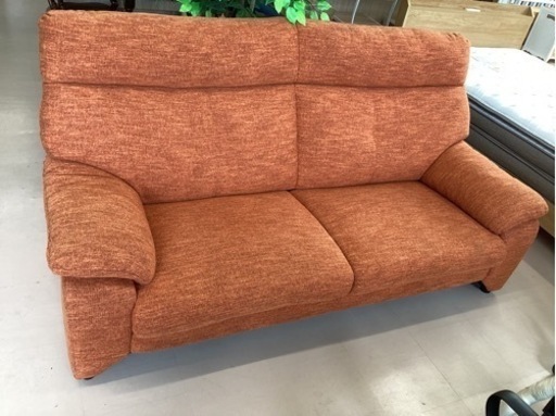 美原店　背もたれ脱着式　3人掛けソファ　オレンジ色　布製