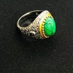≒j→→→M17-21  シルバー ゴールド グリーンジェム リング 指輪 シルバー ヨーロッパ アクセサリー ヴィンテージ レトロ ファッション ジュエリー 2の画像