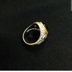  ▼j→→→M17-21  シルバー ゴールド ブラックジェム リング 指輪 シルバー ヨーロッパ アクセサリー ヴィンテージ レトロ ファッション ジュエリー 2の画像
