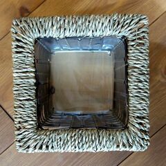 ■竹・麻ひも花かご■美品■の画像