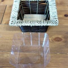 ■竹・麻ひも花かご■美品■の画像