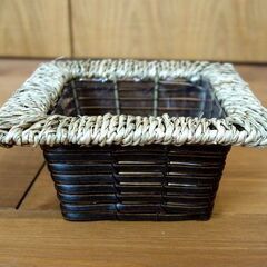 ■竹・麻ひも花かご■美品■の画像