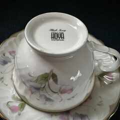 美品　HOYA flash ivory ホワイトシャドー ティーカップ&ソーサー　2客セット　日本製の画像