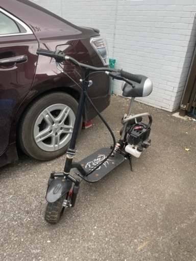 49cc エンジン 付 スクーター キック ボード ブラック ２ストエンジン スケートボード